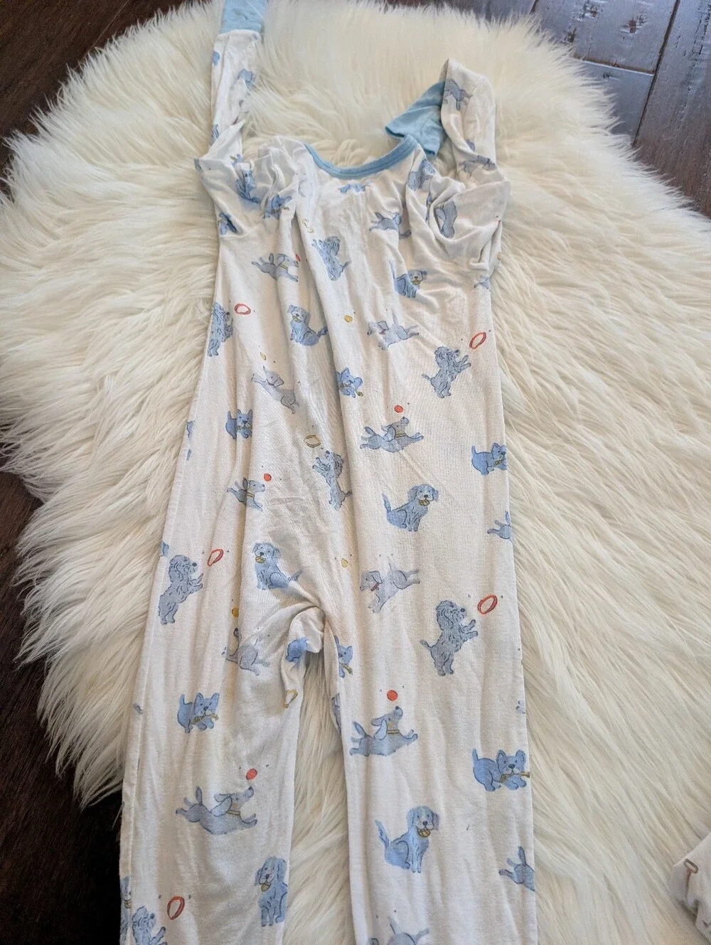 Bundle! Angel Dear Blue Cream Farm Dogs Pajama Set Footies 24 Months 18-24 Month